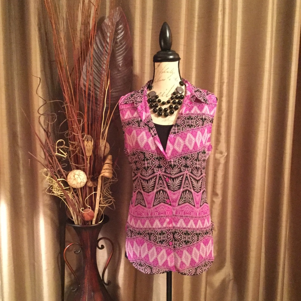 NEW Button Up Semi Sheer Dress Top